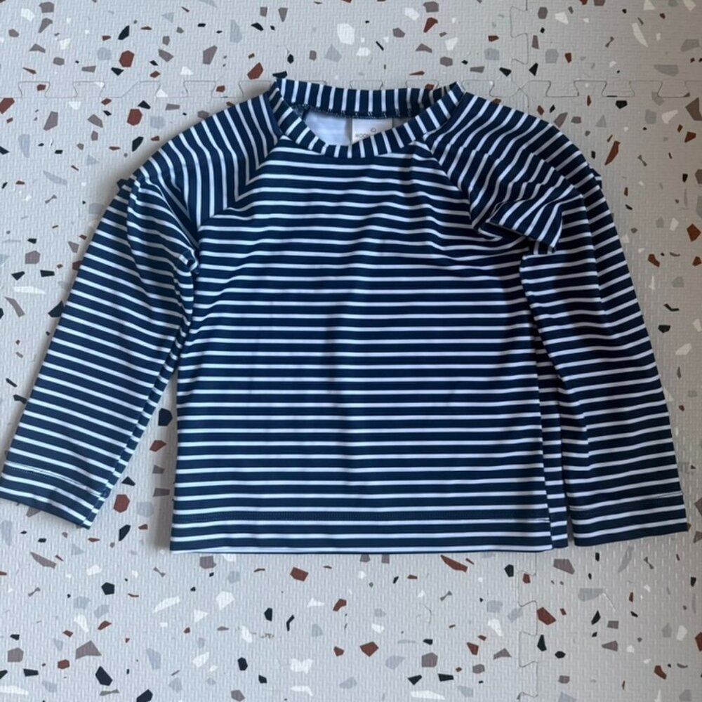 Blue and White Stripe Rash Guard